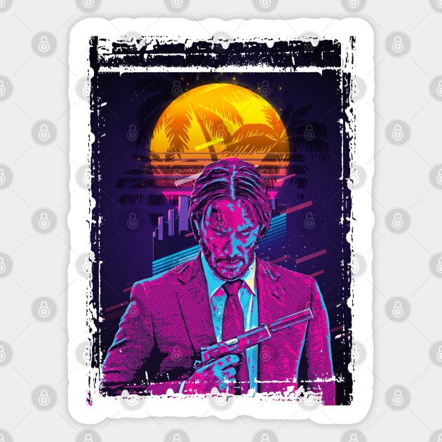 John Wick retro art Sticker by PrintstaBee